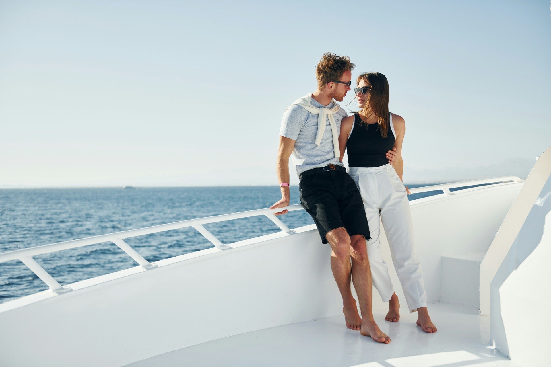 Couple enjoying luxury dating on a yacht